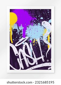 fondo de graffiti multicolor con letras, etiquetas con letras de colores vivos al estilo del arte callejero del graffiti. Conjunto de ilustraciones vectoriales
