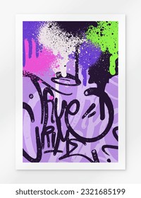 multicolored graffiti background with letters, bright colored lettering tags in the style of graffiti street art. Vector illustration set
