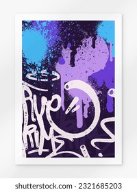 fondo de graffiti multicolor con letras, etiquetas con letras de colores vivos al estilo del arte callejero del graffiti. Conjunto de ilustraciones vectoriales
