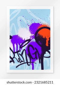 multicolored graffiti background with letters, bright colored lettering tags in the style of graffiti street art. Vector illustration set
