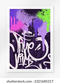 multicolored graffiti background with letters, bright colored lettering tags in the style of graffiti street art. Vector illustration set
