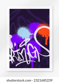 fondo de graffiti multicolor con letras, etiquetas con letras de colores vivos al estilo del arte callejero del graffiti. Conjunto de ilustraciones vectoriales
