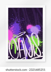 fondo de graffiti multicolor con letras, etiquetas con letras de colores vivos al estilo del arte callejero del graffiti. Conjunto de ilustraciones vectoriales

