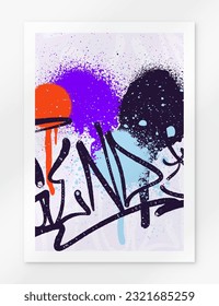 multicolored graffiti background with letters, bright colored lettering tags in the style of graffiti street art. Vector illustration set
