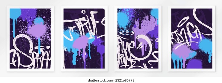 multicolored graffiti background with letters, bright colored lettering tags in the style of graffiti street art. Vector illustration set
