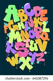 Multicolored graffiti font