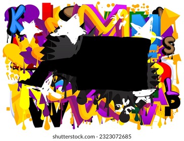 Multicolored Graffiti speech bubble isolated on white background. Abstract modern colorful street art decoration backdrop performed in urban painting style.