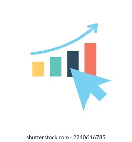 Multicolored graph icon. Financial literacy and passive income, company development and career growth. Poster or banner for website. Infographics and information. Cartoon flat vector illustration