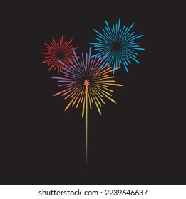 Multicolored graphic firework. Starburst and sunburst collection. Vintage burst light rays. Vector graphic illustration.