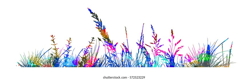 multicolored grass tracing. Vector