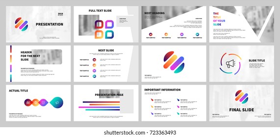 Multicolored and Gray elements on a white background. This template is the best as a business presentation, used in marketing and advertising, the annual report, flyer and banner