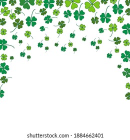 Multicolored green clover on a white background. St. patrick's day pattern. Vector illustration.