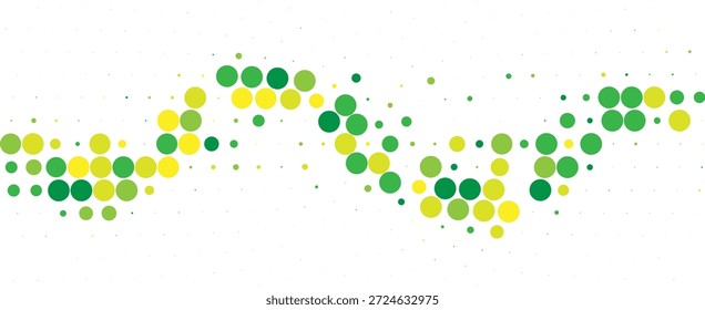 Multicolored Green and Yellow Halftone Dot Ripple Wave Abstract Organic Flow Motion Graphic Design Vector Illustration