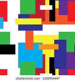 Multi-colored grid pattern on white