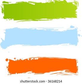 Multicolored grunge banners in three colors