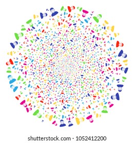 Multicolored Guy bang round cluster. Vector globula explosion designed by random guy elements. Bright Vector abstraction.