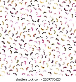 Multicolored Half Circles Rings Squiggle Line Pattern. Abstract Geometric Background. Inspired By Memphis Design