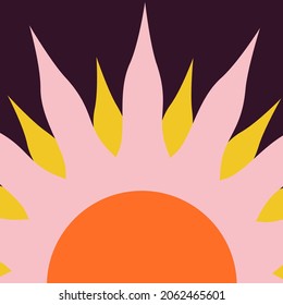 Multicolored half sun flat design vector art.