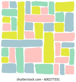 Multicolored hand painted elements. Colorful rectangles for banner design. Artistic abstract drawing blocks. Isolated vector illustration.
