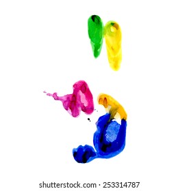 Multicolored hand print on a white background