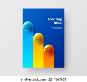 Multicolored handbill A4 design vector layout. Vivid realistic balls placard concept.