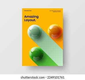 Multicolored handbill vector design illustration. Simple 3D balls brochure concept.