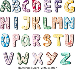 Multicolored hand-drawn font for school desing