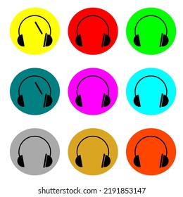 multicolored headphones icon isolated on white background