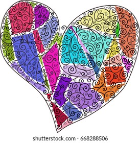 Multicolored heart mosaic