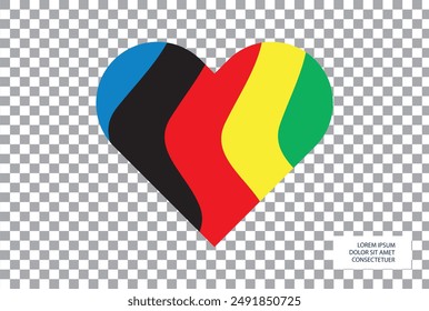 Multicolored heart on a transparent background. Vector icon.