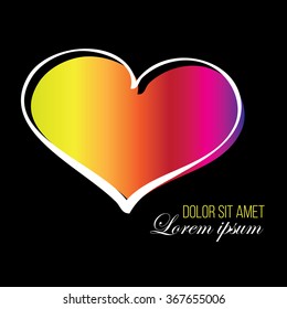multicolored  heart shape design for love symbols, on a black background, vector background