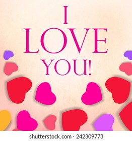 multicolored hearts background / Happy St. Valentine