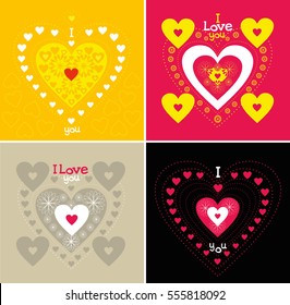 Multicolored hearts card for lovers 