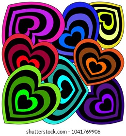 
multicolored hearts, love
