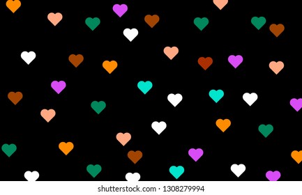 multicolored hearts on a black background