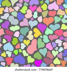 multi-colored hearts on a grey background