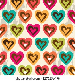 Multicolored hearts on a light background. Valentines Day
