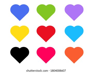 Multicolored hearts on white background