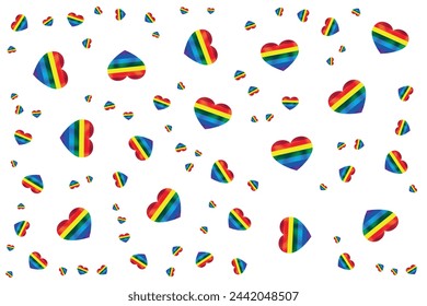 multicolored hearts pattern on white background