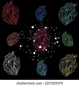 Multicolored hearts print for your ideas and designs