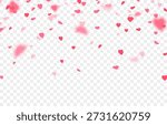 Multicolored heart-shaped confetti on an isolated transparent background. Heart confetti PNG. Design elements for Valentine’s Day. Festive background.