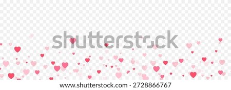 Multicolored heart-shaped confetti on an isolated transparent background. Heart confetti PNG. Design elements for Valentine’s Day. Festive background.