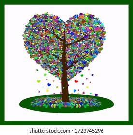 Multicolored heart-shaped tree that develops different concepts. Perfect for any use.
