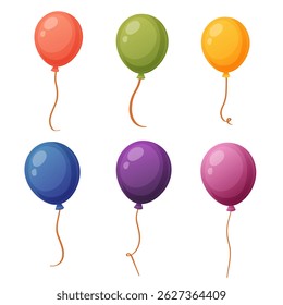 multicolored helium balloons six pieces