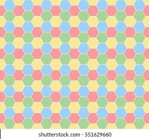 Multicolored hexagon geometric seamless background.