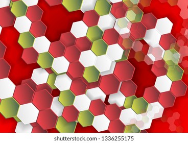 Multicolored hexagons abstract geometric background. Vector tech design