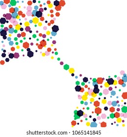 Multicolored hexagons on a white background. Geometric background for covers, postcards, booklets. Bright geometric background.