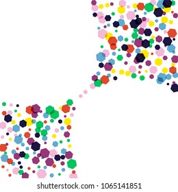 Multicolored hexagons on a white background. Geometric background for covers, postcards, booklets. Bright geometric background.