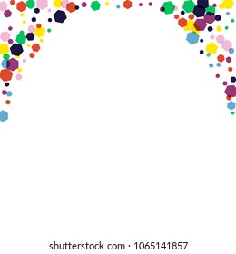 Multicolored hexagons on a white background. Geometric background for covers, postcards, booklets. Bright geometric background.