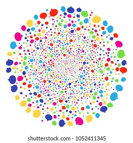 Multicolored Hint carnival sphere. Vector round cluster explosion created from scattered hint objects. Bright Vector illustration.